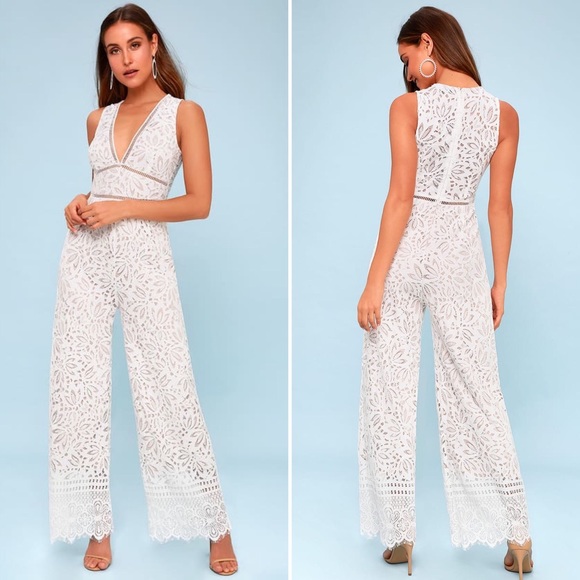 lulus white lace jumpsuit